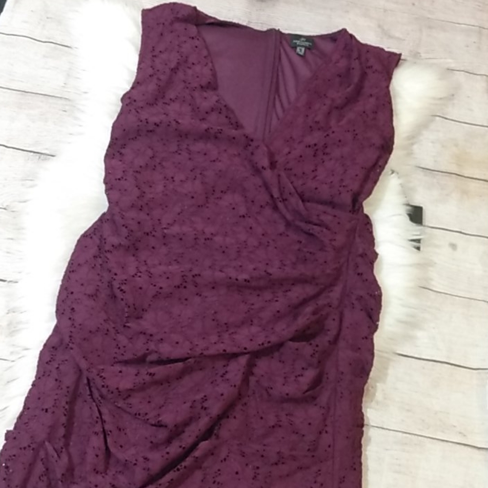Adrianna papell gorgeous eggplant wrap mini dress